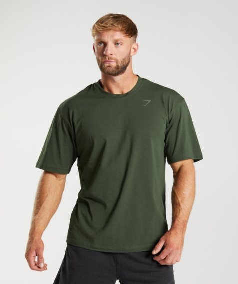 Men's Gymshark Power T-Shirts Olive | CA 5A7N60